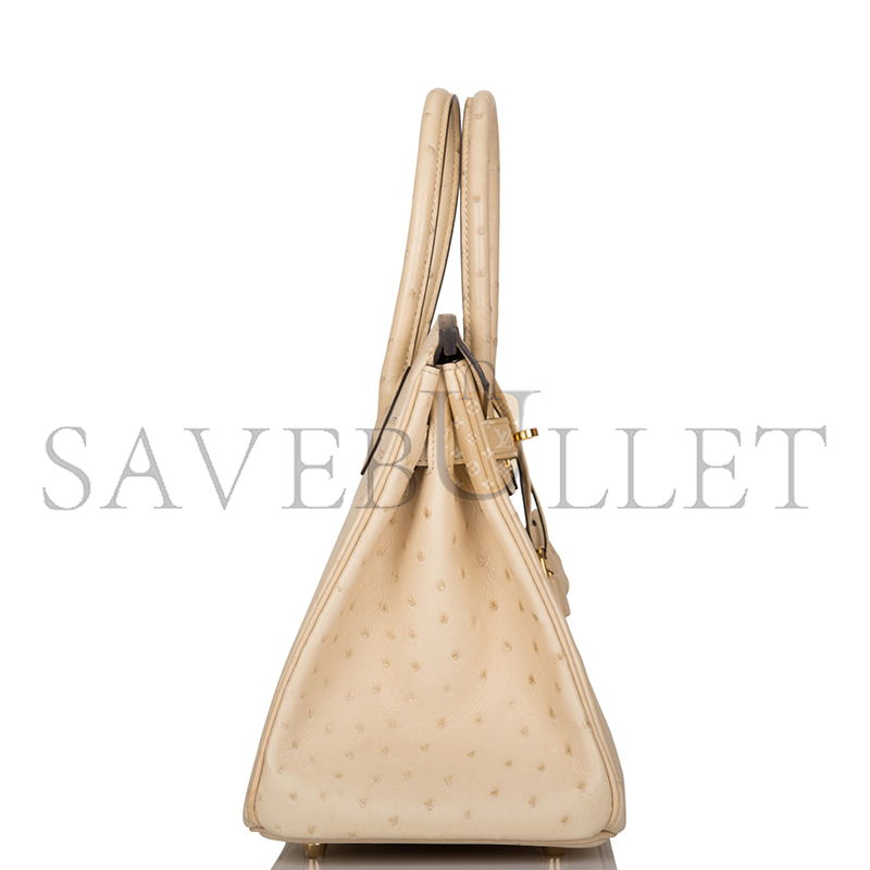 HERMÈS MASTER BIRKIN 30 OSTRICH GOLD HARDWARE (30*23*15cm)